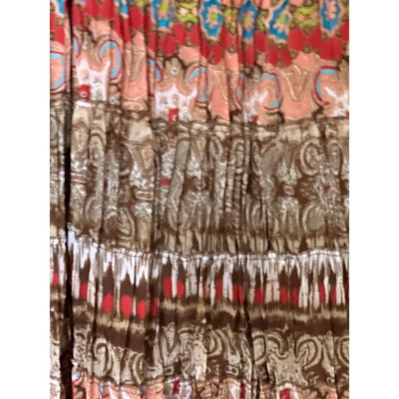 A Bohemian Pleated‎ Maxi Skirt L Boho Lagenlook Festival Hippie Multicolor - Picture 8 of 8